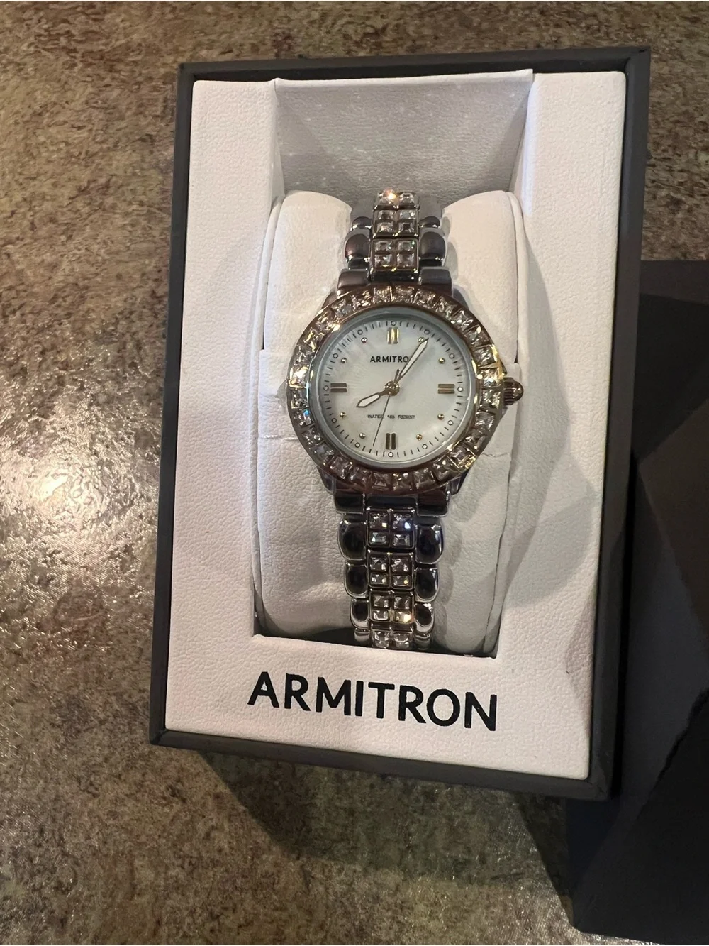 Armitron Silver-Tone Crystal Accent Ladies Bracelet Watch